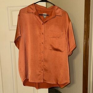 A New Day Terracotta Button-Up Blouse